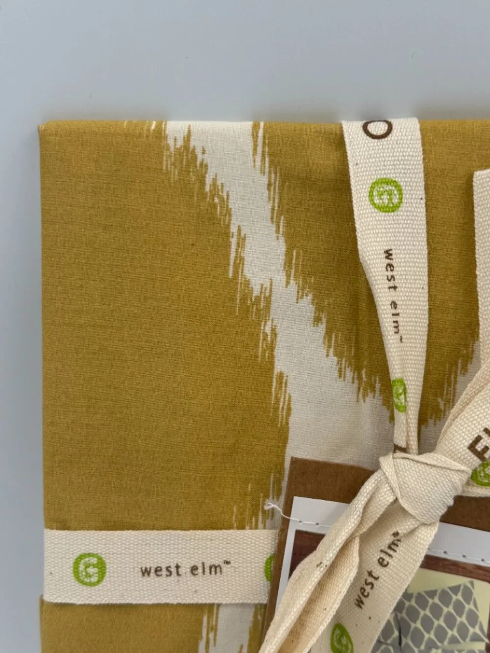 Organic IKAT OGEE Pillow Sham WEST ELM GREEN Euro Cotton NOS